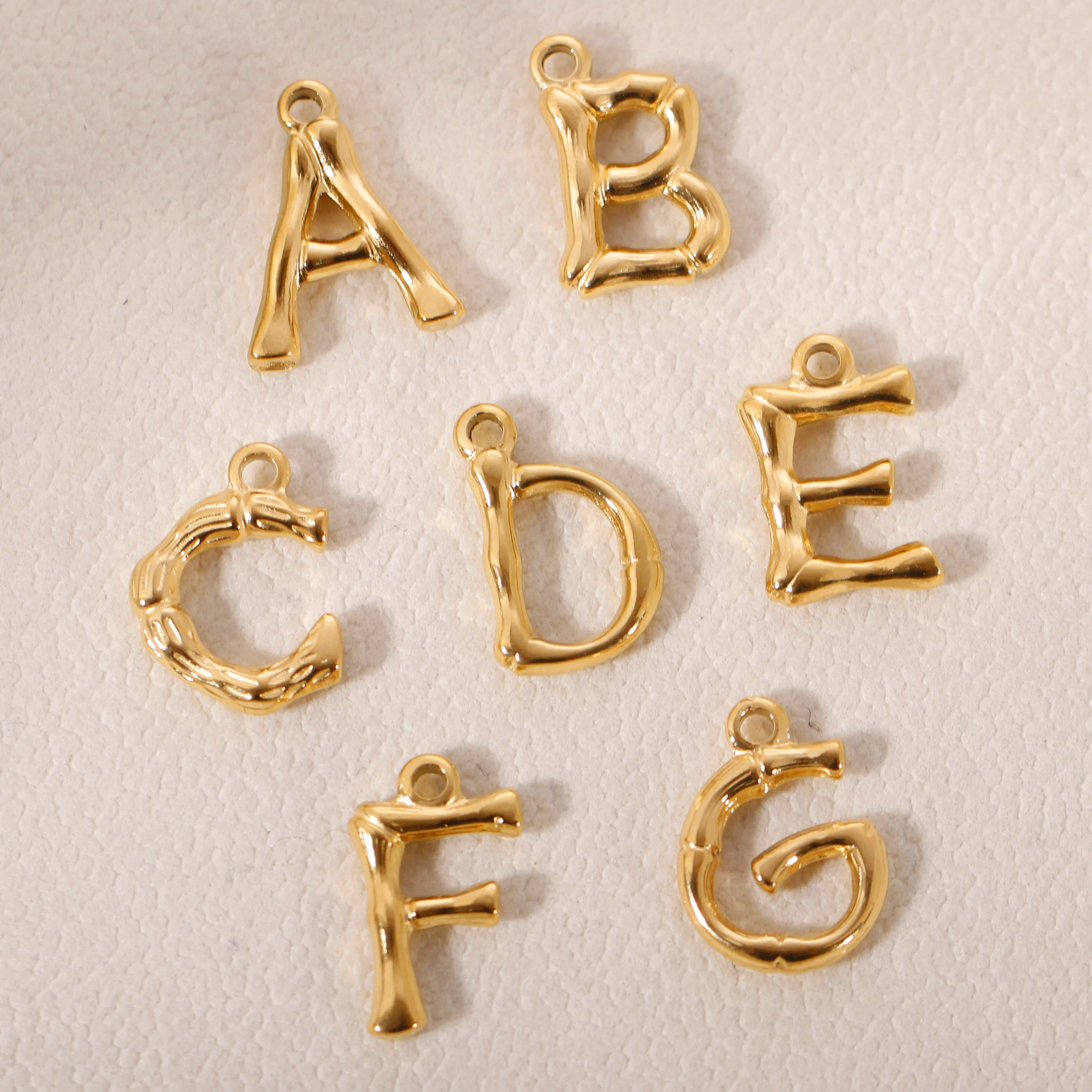 3Pcs/Lot English Letter Charms  Stainless Steel PVD Plating Initial A-Z Alphabet Pendant DIY Personalized Jewelry Making Finding