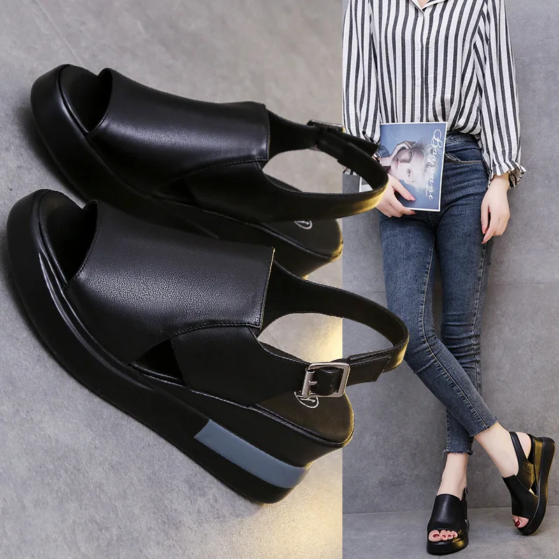 2024 Summer Wedge Platform Sandals Fashion Retro Romen Beach Shoes Ladies Casual Peep Toe Soft Comfortable Sandalias De Mujer