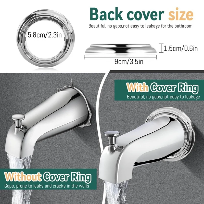 Beccuccio ABKO con deviatore, rubinetto per vasca da bagno con anello di copertura per beccuccio per vasca, adatto per tubo dell'acqua in rame da 1/2 pollice (diametro 5/8 pollici)