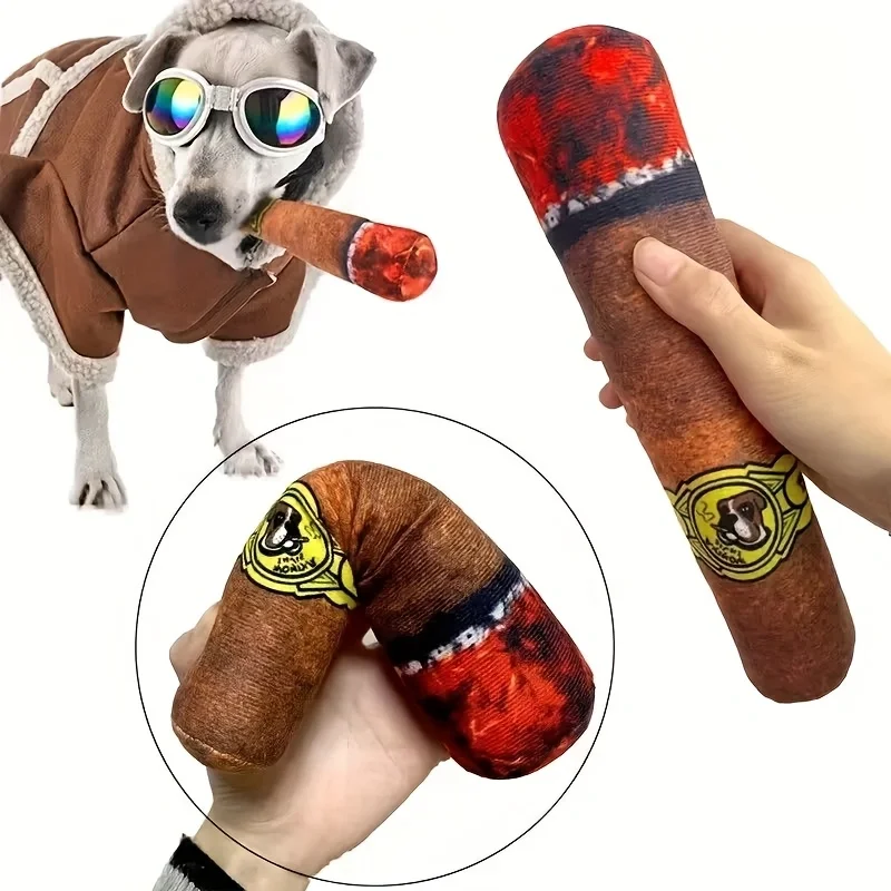 1 Stück Plüsch-Hundespielzeug, süßes Hunde-Geburtstagsgeschenk, Kauspielzeug für mittelgroße und große Hunde (Zigarrenform)