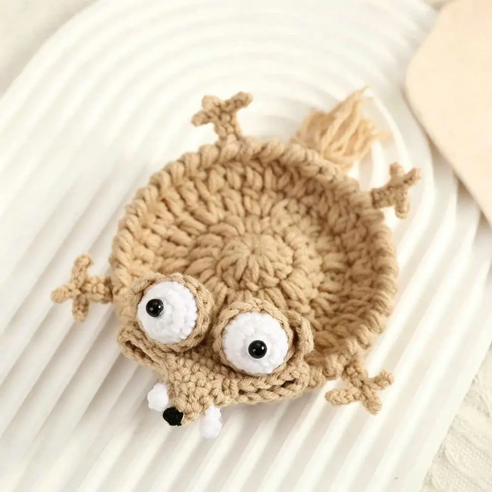 Handmade Crochet Craft Crochet Animal Coaster Soft Knitted Animal Shape Design Knitted Drink Coaster Creative Cartoon Style