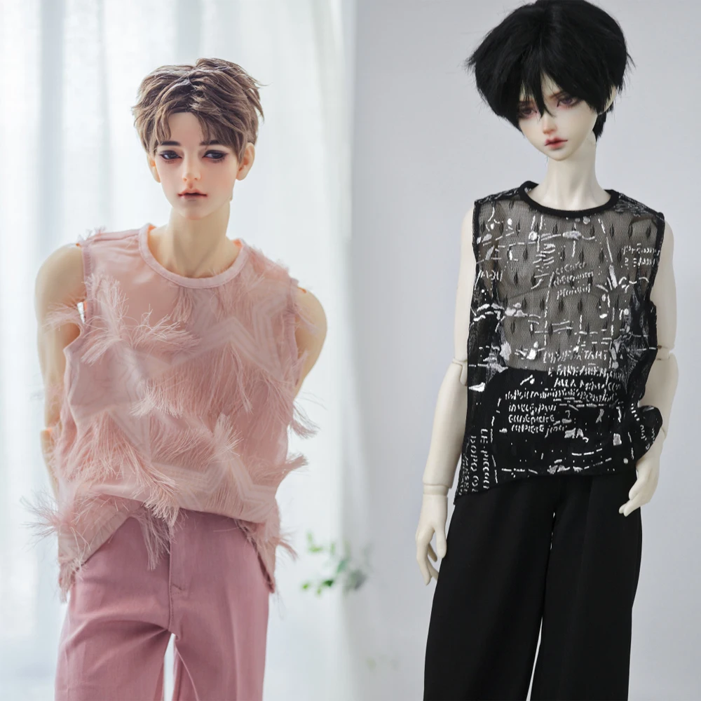 D08-P024 children handmade toy 1/3 1/4 ID75 uncle SSDF doll BJD SD10 doll's clothes pink black loose sleeveless vest 1pcs