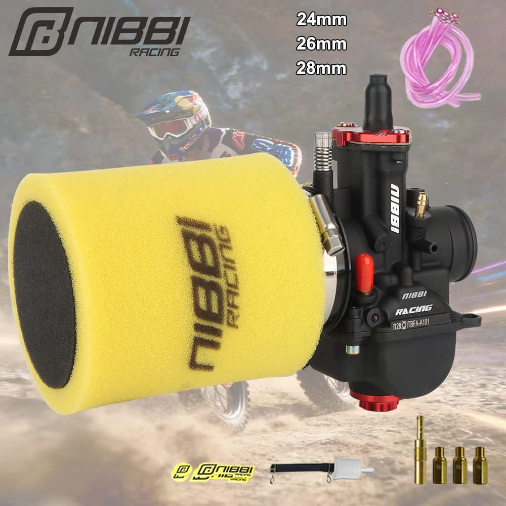 NIBBI Motorrad-Vergaser PWK 24/26/28mm Power Jets Carb Abnehmbarer Schwamm-Luftfilter-Kit für Yamaha Suzuki Pitbike 250cc Motor – Detail 1