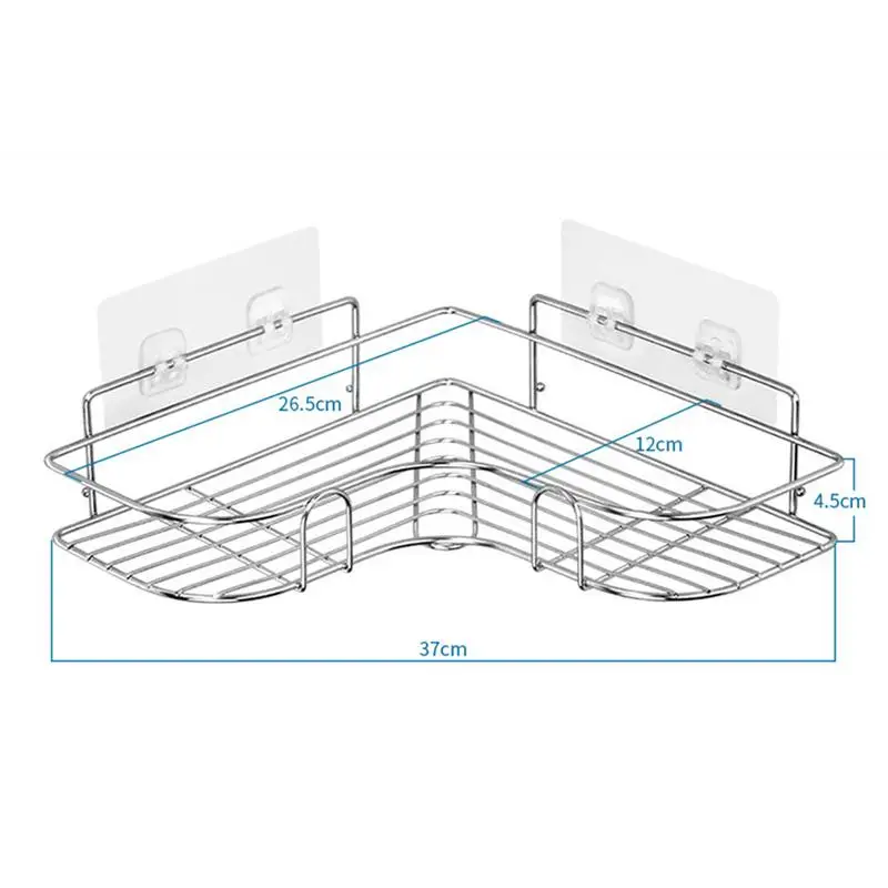 Stainless Steel Bathroom Storage Rack Punchfree Singer Layer Triangle Wall Mounted Storage Shelf For Bathroom Kitchen Bedroom