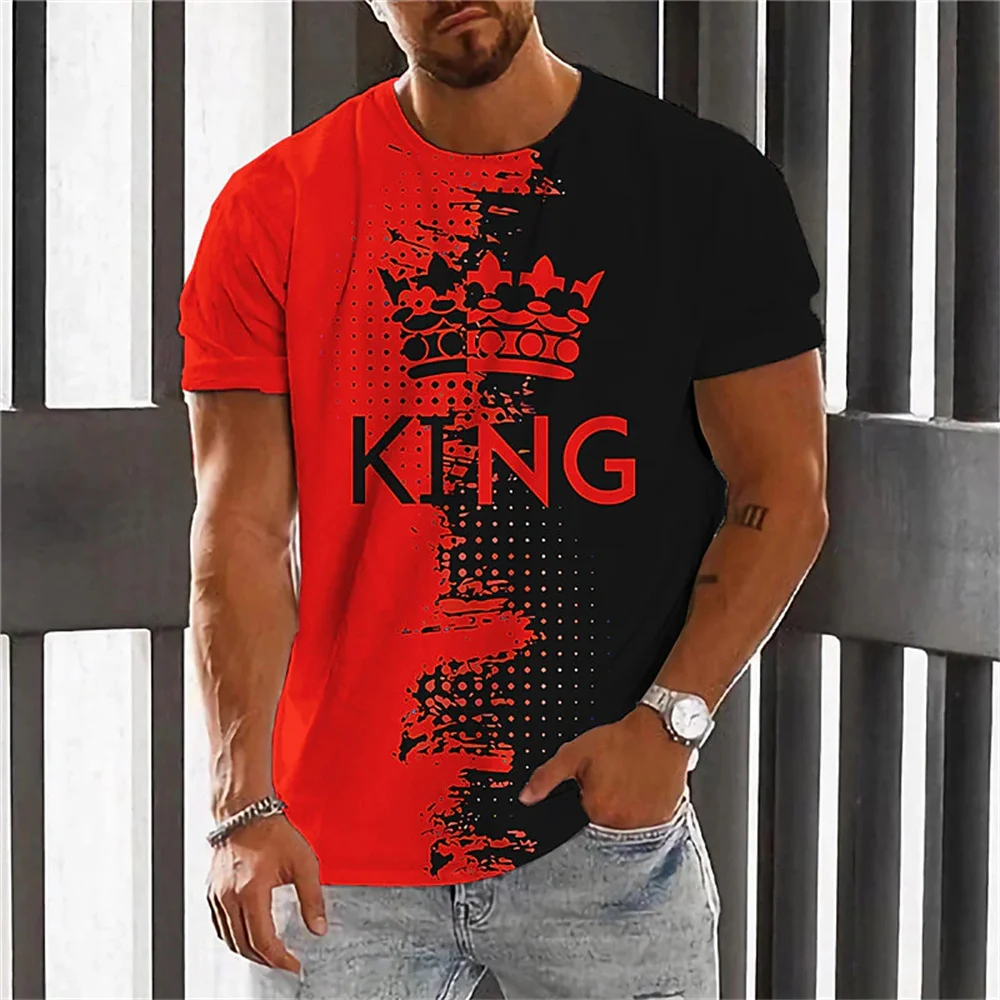 Summer Men 3D King Printing T-Shirt Short Sleeve Clothing Male Casual Streetwear Fashion Trend Outdoor Tees&Tops