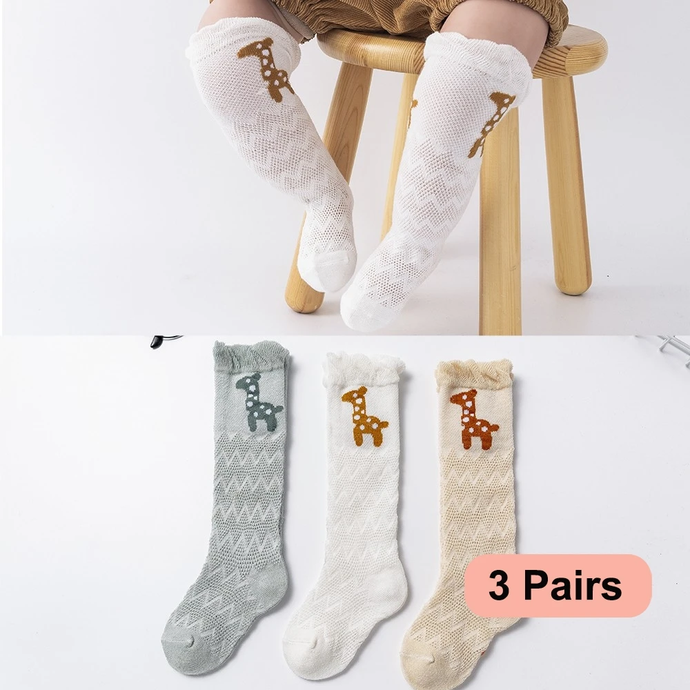 3Pairs/lot 0-2Y Baby Socks Summer Cotton Animal Deer Kids Stockings Girls Mesh Cute Socks
