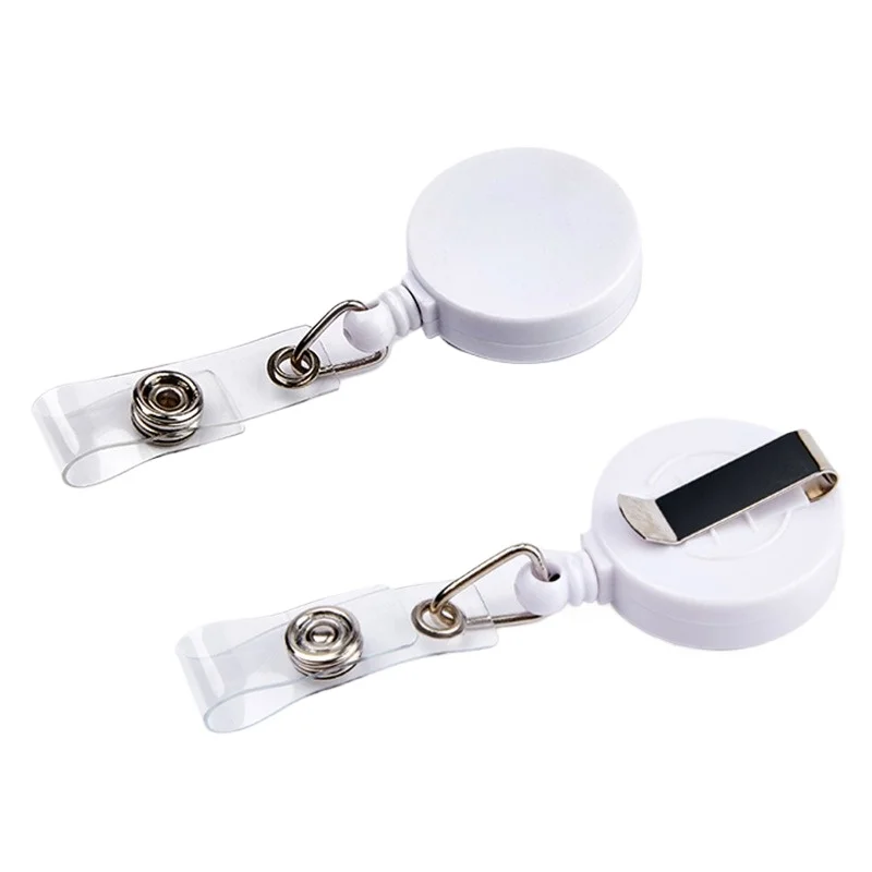 Carretes de insignia retráctiles de 2 piezas con Clip trasero de Metal para soporte de identificación, Clip de permiso de trabajo del personal, Clip de tarjeta de trabajo de fácil extracción