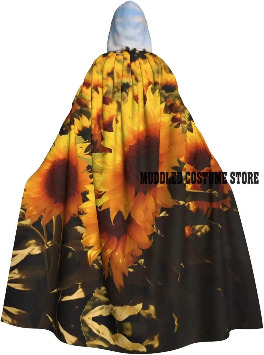 

Желтая накидка унисекс с капюшоном Sunflower Field, плащ на Хэллоуин, костюмы для косплея, вечерние накидки с большим капюшоном для взрослых