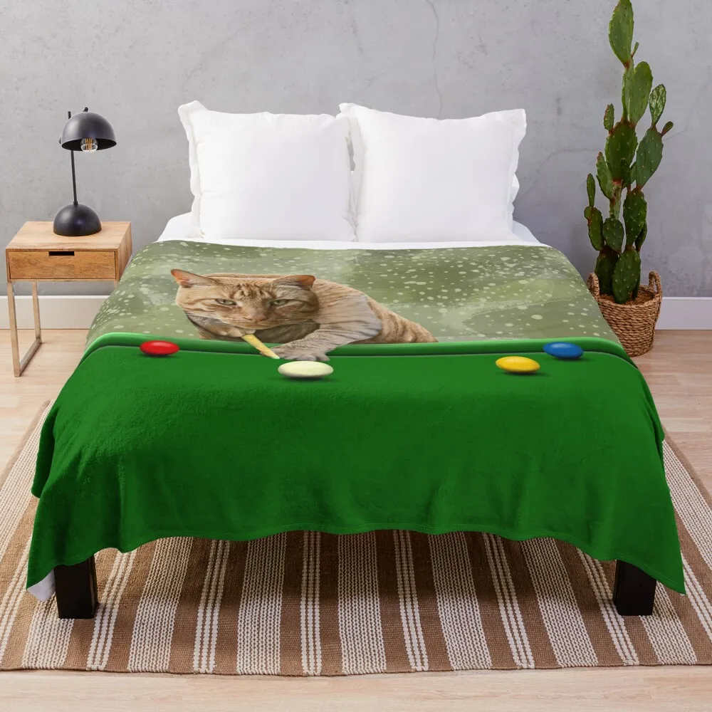 SNOOKER CAT Throw Blanket Shaggy Quilt Sleeping Bag Blankets