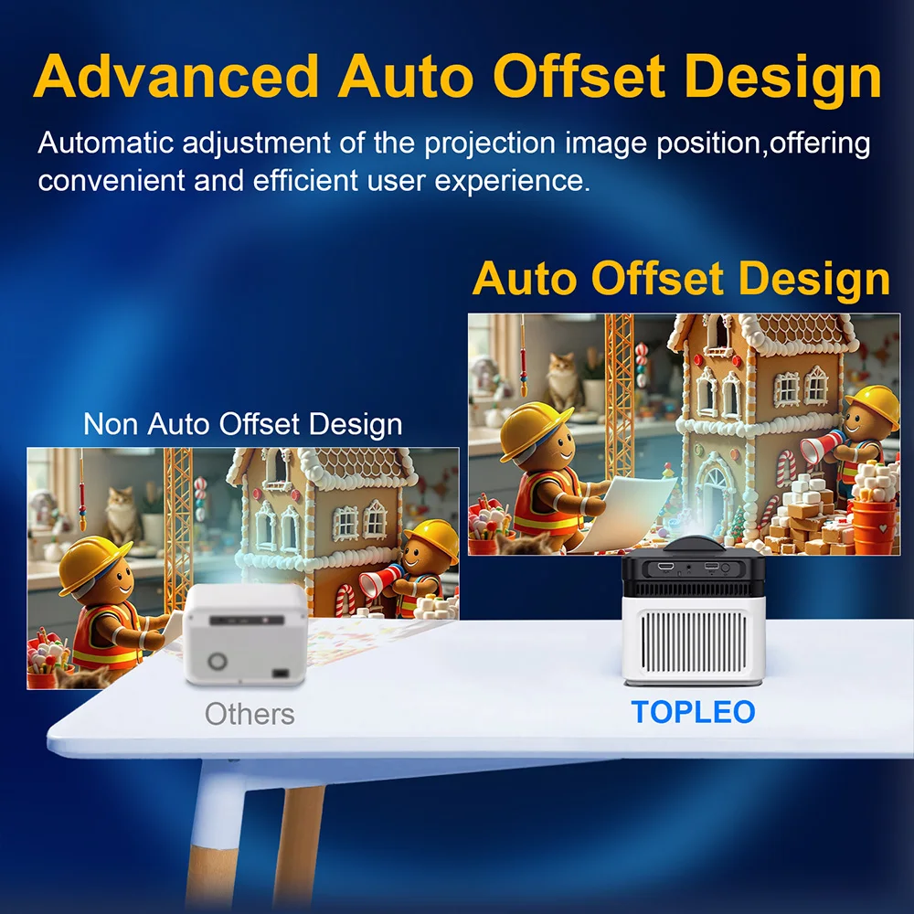 Proyektor Mini Portabel Topleo Short Throw 8k Android 11 Hy450 Video Smart 1080p Home Theater