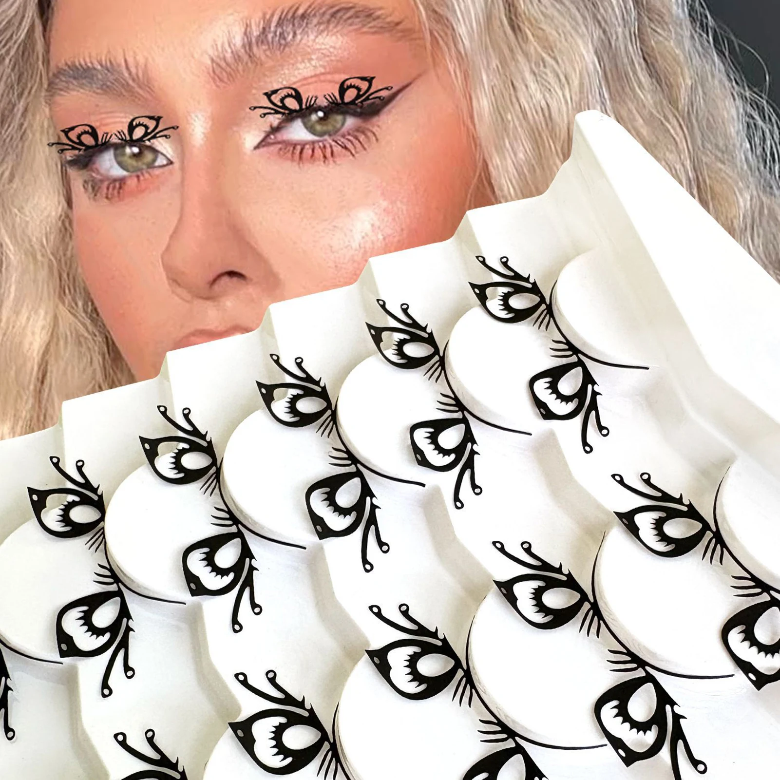 Halloween cílios postiços fantasma crânio mangá tira completa cosplay cílios diy lash clusters maquiagem festa traje acessórios