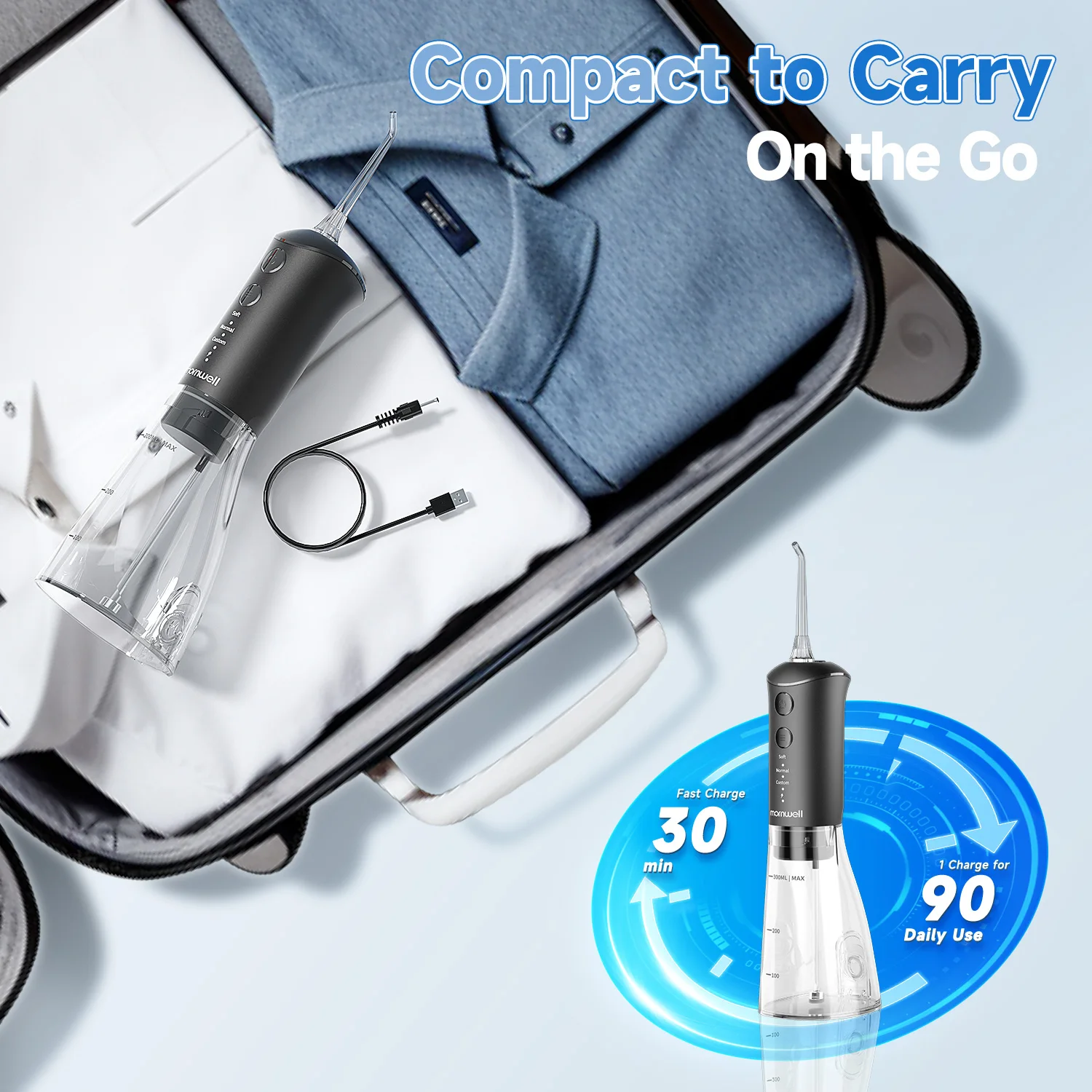 Water Flosser and Electric Toothbrush Combo,2-1 Oral Clean Kit, 3-Speed Sonic Electric Toothbrush IPX7 Portable Water Flosser