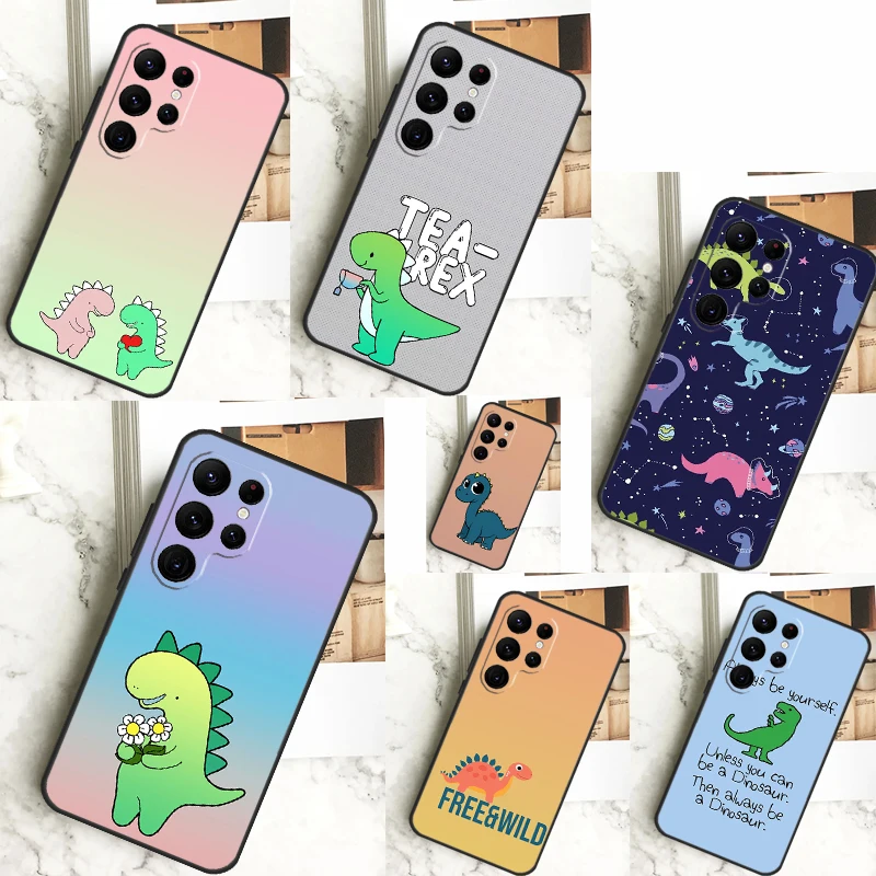 Cute Dinosaur Tea-Rex Case For Samsung Galaxy S23 S22 S24 Ultra S8 S9 S10 Plus Note 10 20 Ultra S20 S21 FE Cover