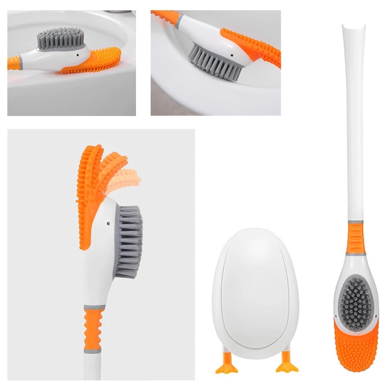 Sáng Tạo Hình Con Vịt Bàn Chải Bồn Cầu Tay Cầm Dài Bàn Chải Vệ Sinh Nhà Vệ Sinh & Đế TPR Lông Mềm Bàn Chải Vệ Sinh Durab