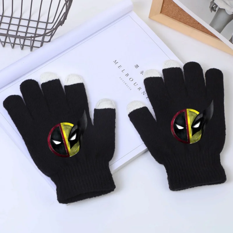 Deadpool & Wolverine Gloves Marvels Anime Action Figures Touch Screen Gloved Boys Girls Winter Warm Accessories Children Gifts