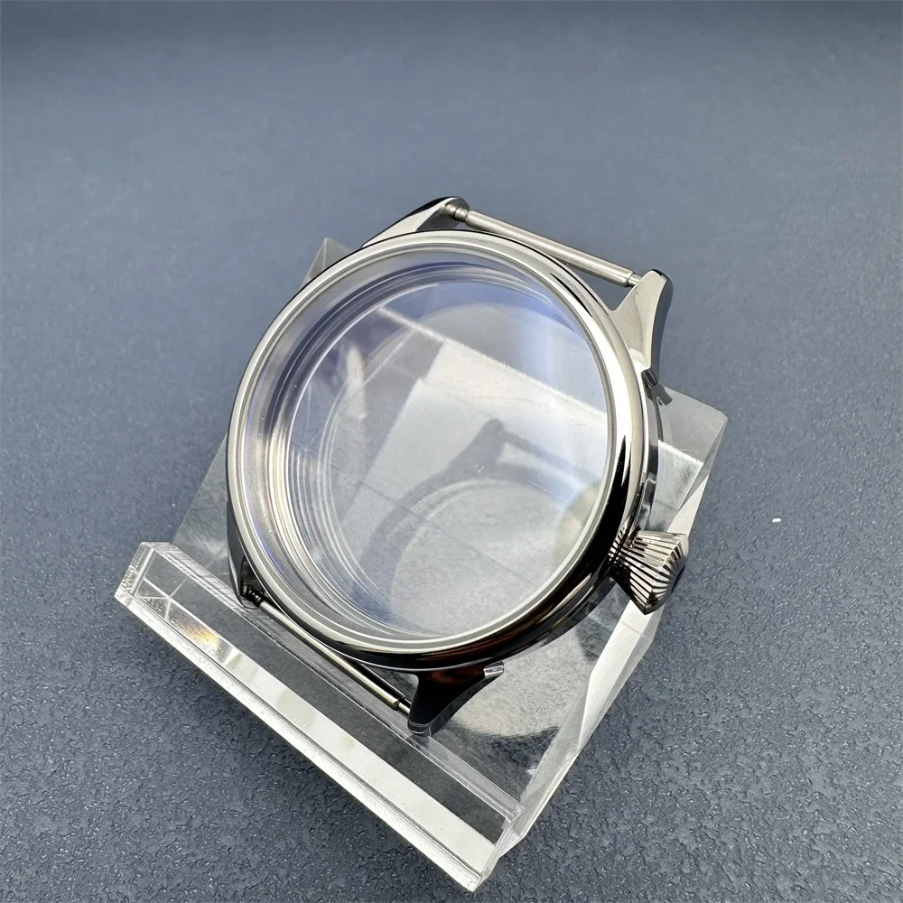 42MM  Polished Watch Case for ETA6497 ST36 Movement Transparent Bottom Stainless Case 3ATM Waterproof Watch Accessories