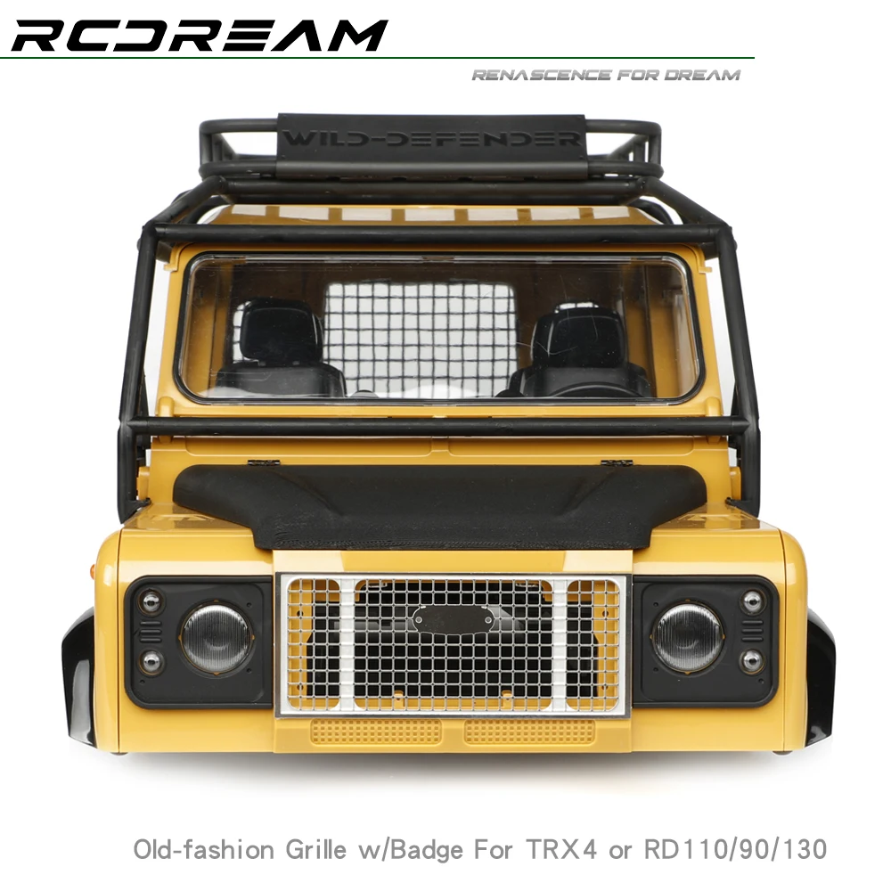 KXRC Metal Retro Front Face Grille Decorate for 1/10 RC Crawler Car Traxxas TRX4 Defender RCDream RD110/90/130 Upgrade Parts