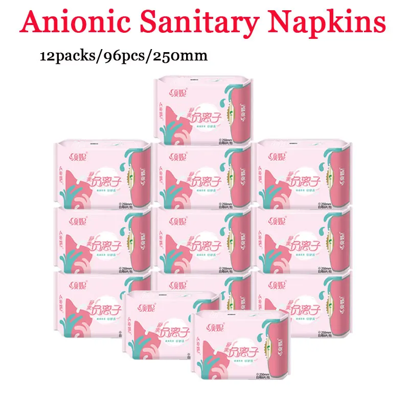 96 pcs Anionic Sanitary Napkins 100% Ultra Thin, Breathable, Dry, Wholesale of Healthy Women Anionic Sanitary Napkins Products