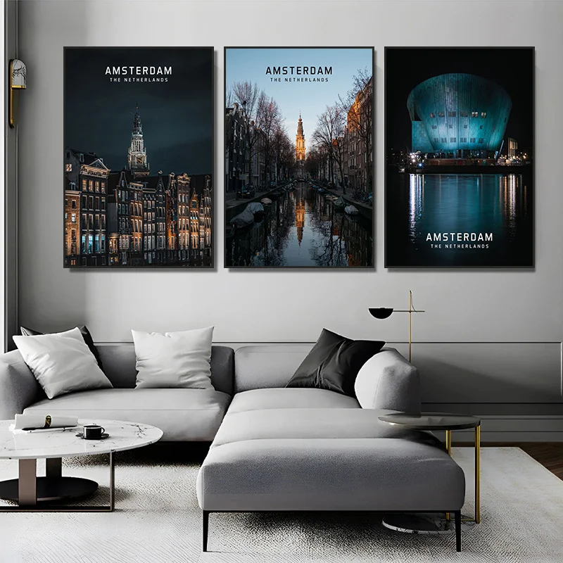 Europe Amsterdam Berlin Pari Beautiful Cities Poster and Prints Wall Art Canvas Painting Modern Mural for Living Room Decoration