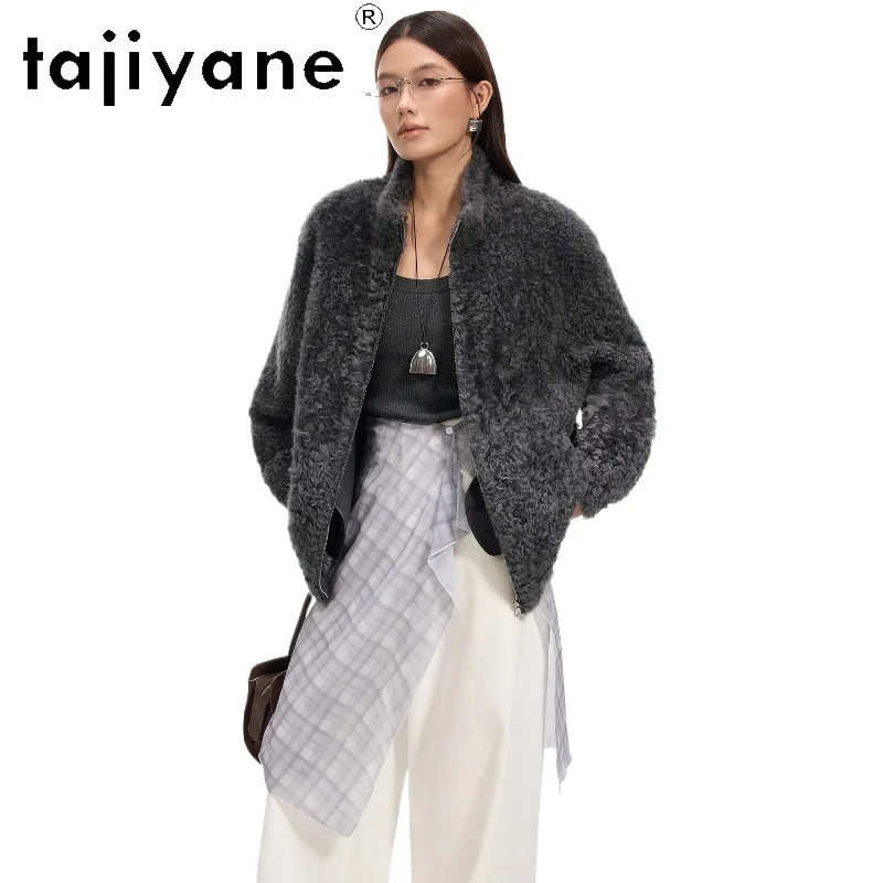 

TAJIYANE 100% Real Lacon Wool Sheepskin Fur Double-faced Fur Coat Woman Premium Navy Blue Jackets Winter Women Clothes 2025 шуба