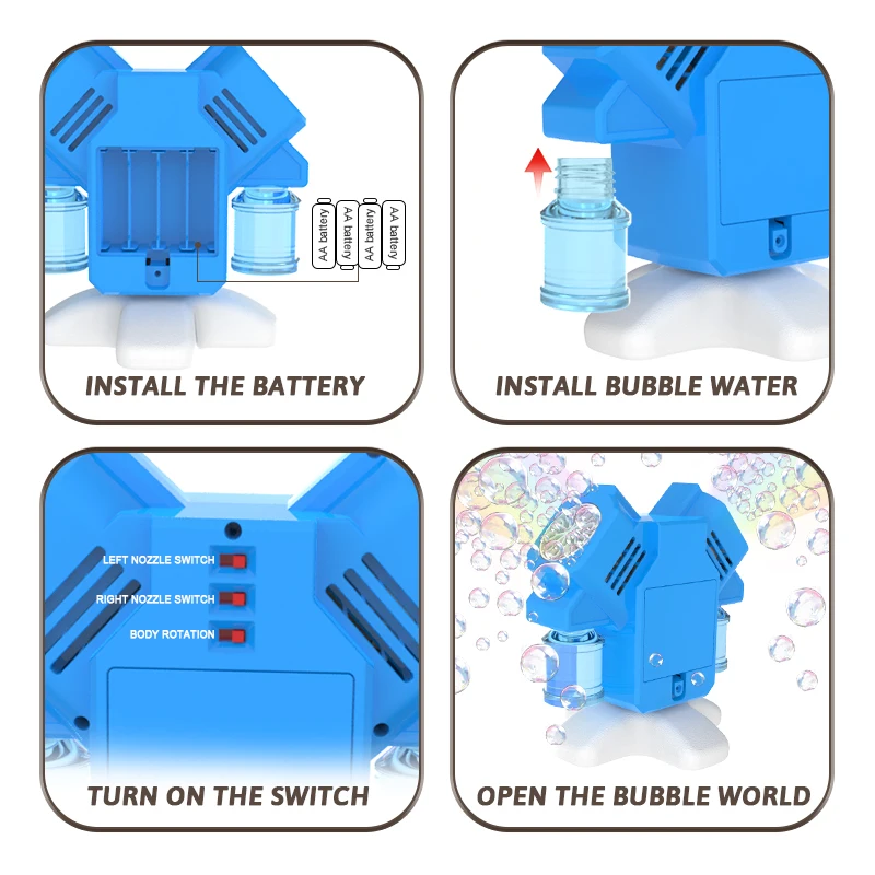 With 100ml bubble water Double head rotating bubble machine outdoor wedding children's bubble toy activity party festival gift