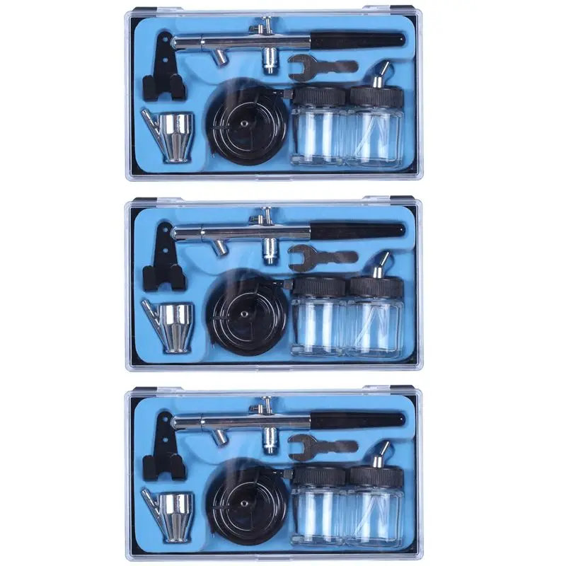 ABWP-3X Siphon Feed Dual Action 0.35Mm Airbrush Kit Spray Tool Air Brush With A Complete Trachea With Double Glasses