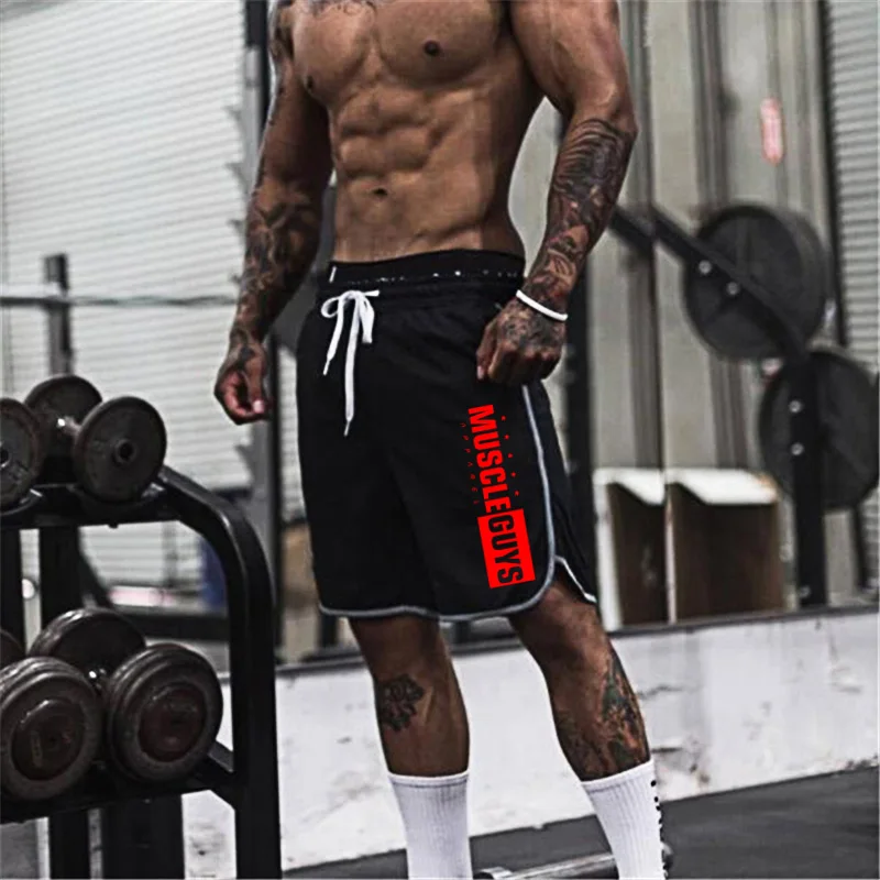 Summer Sports Casual Printed Mid- Pants Arrival Fashion Breathable Mens Calf-Length Mesh Shorts Bodybuilding Fitness Cool Gyms