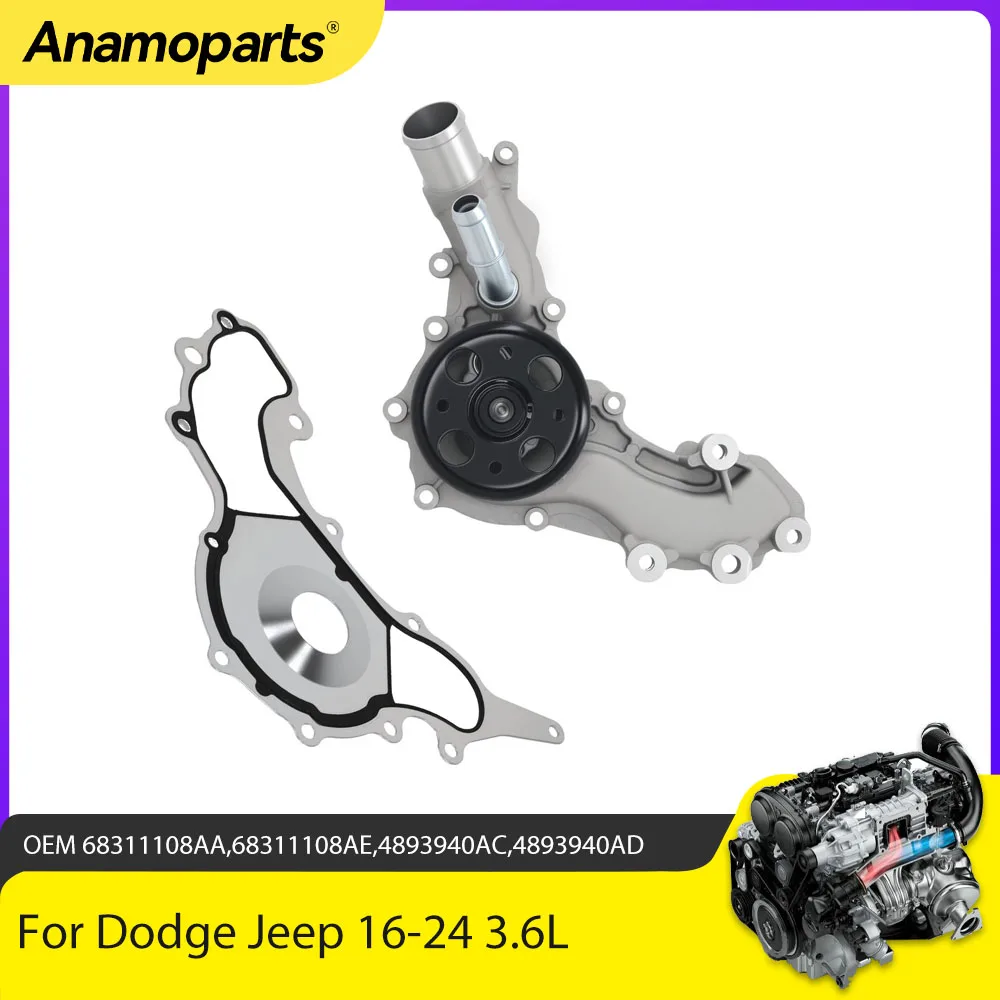 

Engine Parts Water Pump with Gasket Fit 3.6 L V6 Gas ERB ERC For Dodge Durango Jeep Grand Cherokee 3.6L 16-24 68311108AA