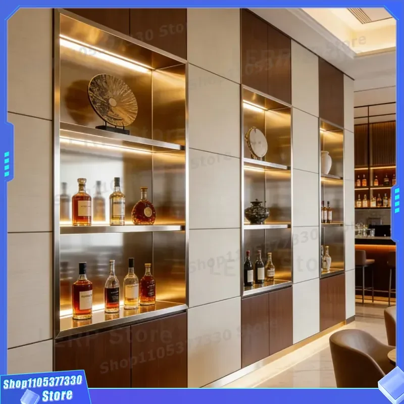 304 Stainless Steel Recessed Wall Niche for Living Room Hotel Background Decorative Metal Storage Shelf Embedded Design