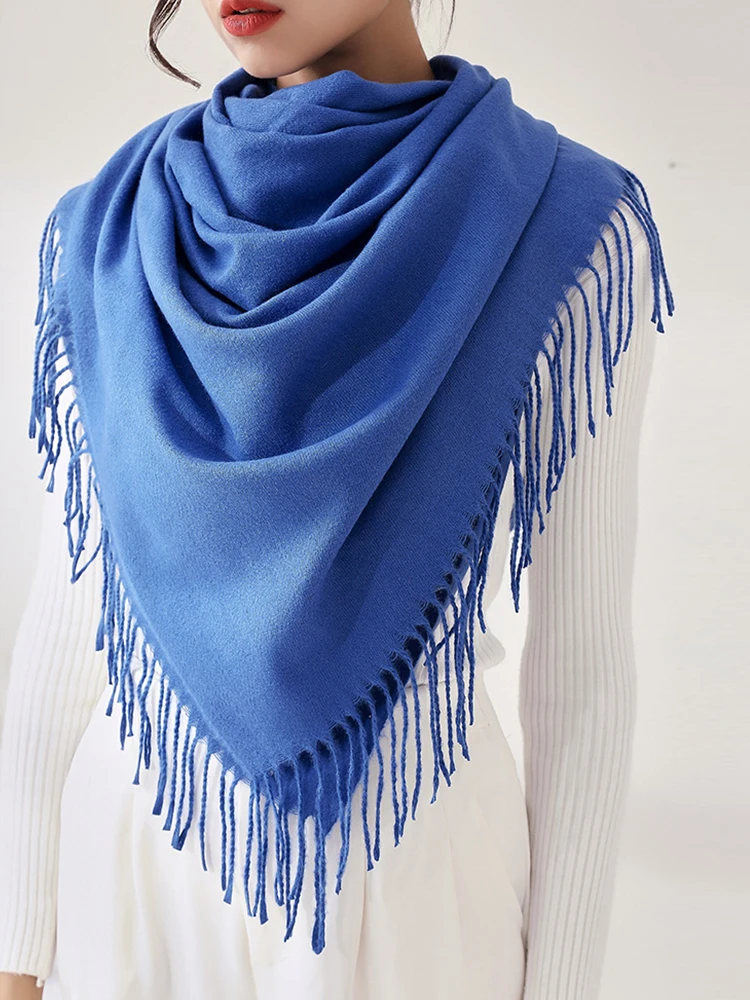 Imitation Cashmere Women Winter Scarf Basic Solid Tassel Wrap Shawl Femme Bandana Stoles Bufandas Foulard Hijab Femme Musulman