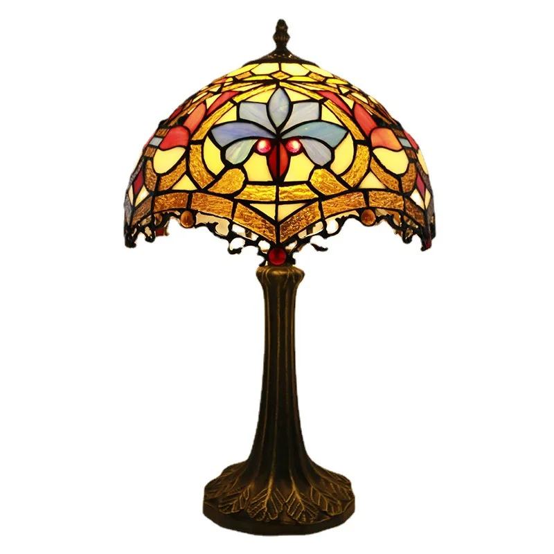 

12 Inch 30cm Retro Manual Stained Glass Lampshade Tiffany Table Lamp