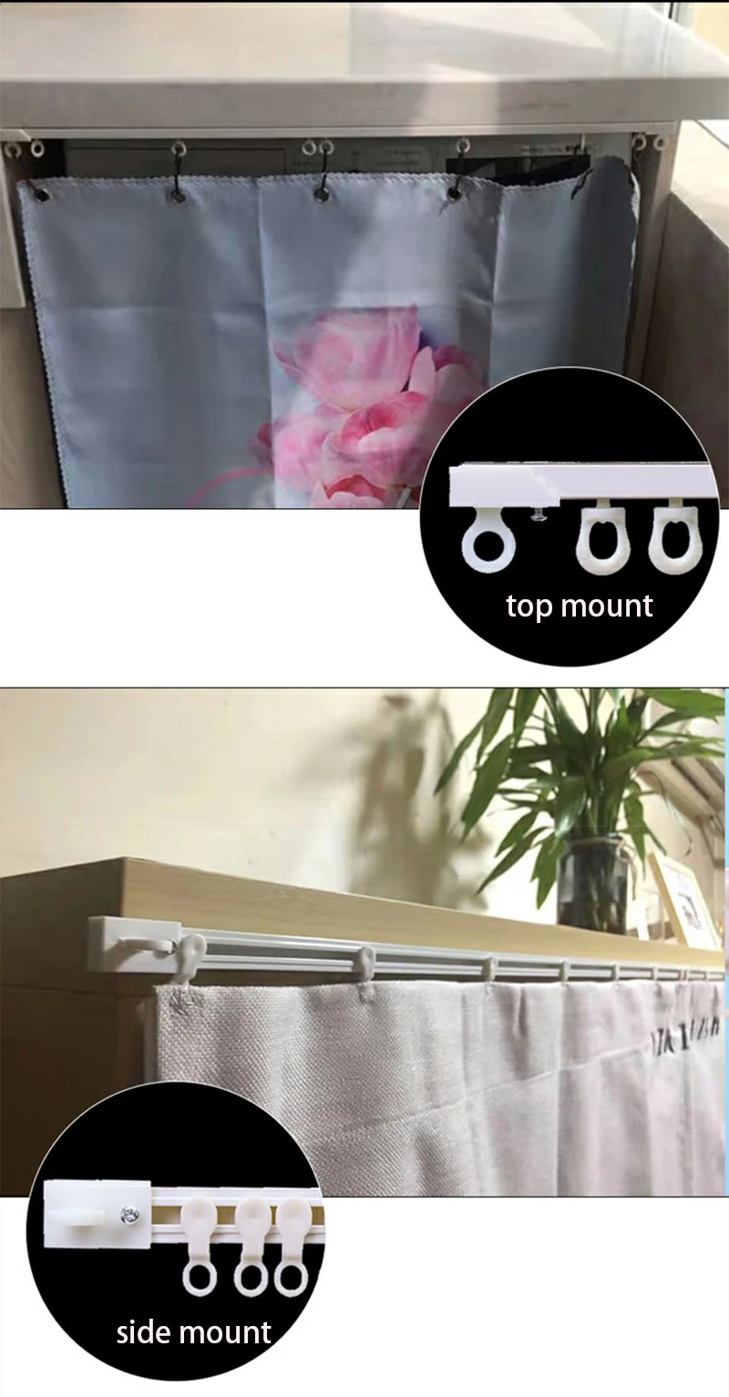 Selbstklebende Vorhang-Gleitschiene ohne Stanzen, Nano Silent Track, oben montiertes, seitlich montiertes Zubehör für die Fensterdekoration zu Hause – Detail 4