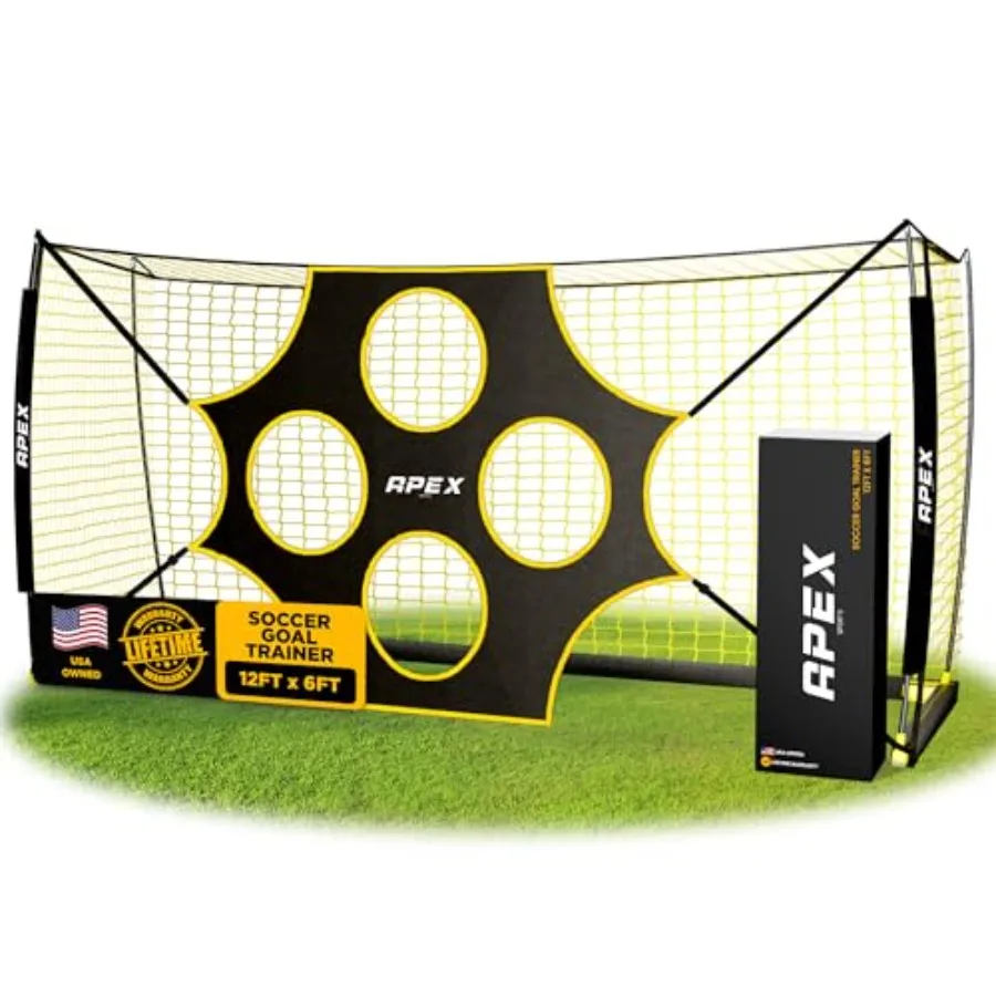 

12x6 FT Soccer Goal with Precision Target Portable Soccer Net with Removable 10-Hole Target, Portable Design, Quick Setup, Grou