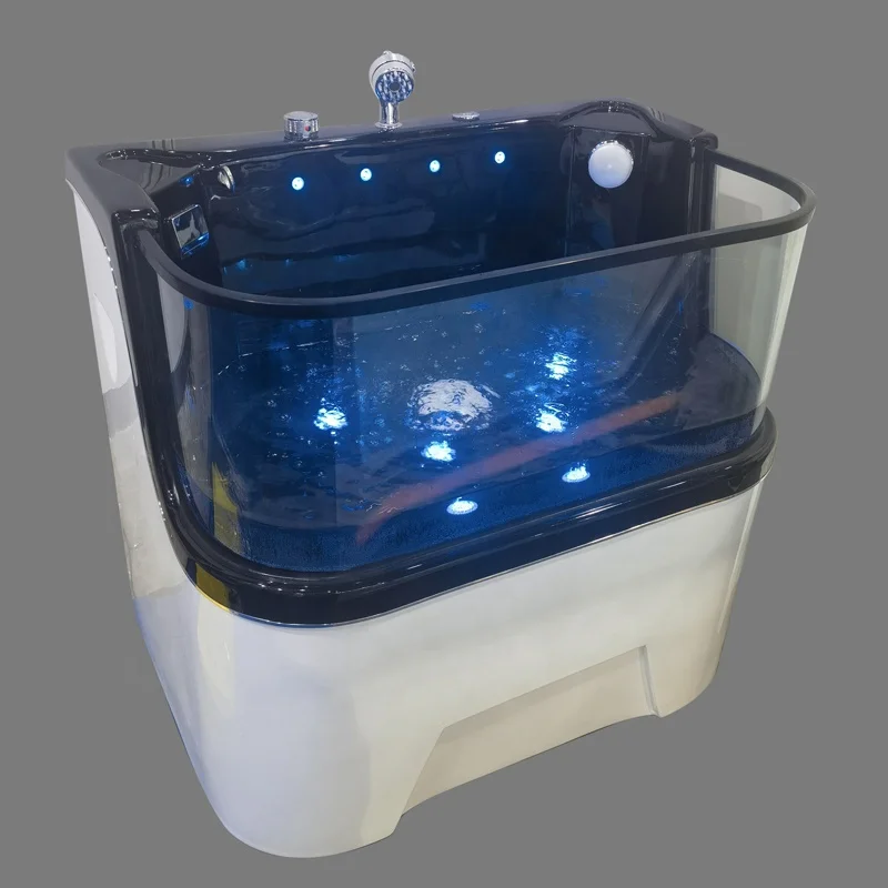 a*-Acrylic Pet SPA Bath Tub with Bubble System and Ambient LED Lights Commercial Pet Tub for Pet Salon, Suitable for Cats.