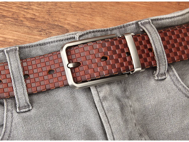 new-top-grain-cowhide-pin-buckle-leather-belt-clear-stereoscopic-grid-lines-odor-free-cowhide-material-precision-machined-metal