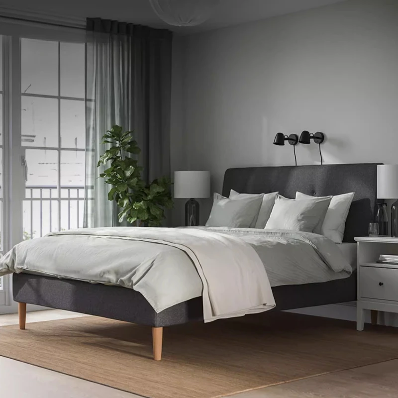 

Двуспальная кровать в скандинавском стиле в стиле минимализм 180x200 см. Элегантная удобная спальня, современная кровать, роскошный интерьер, креативная мебель Camas Moderrnas.