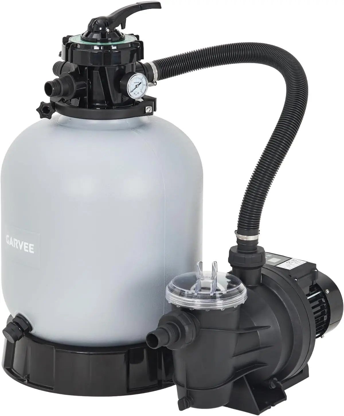 TWISTER.CK 19-Inch 1.5HP Above Ground Pool Sand Filter Pump – 6,075 GPH, Smart Built-in Timer, 7-Way Multi-Port Valve & Large Strainer Basket for Crystal Clear Water