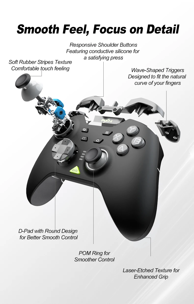 PXN P5 Kabelloser Spielcontroller 1000Hz Hall-Joystick Hall-Trigger, Geeignet für Switch/PC/Android/iOS, Rosa Spielcontroller – Detail 4