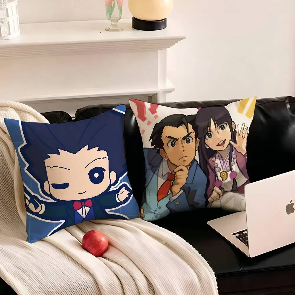 1pc Cute Ace Attorney Pillow Case Fashion Square Pillowcase Bedroom Sofa Room Ins Decoration Leisure