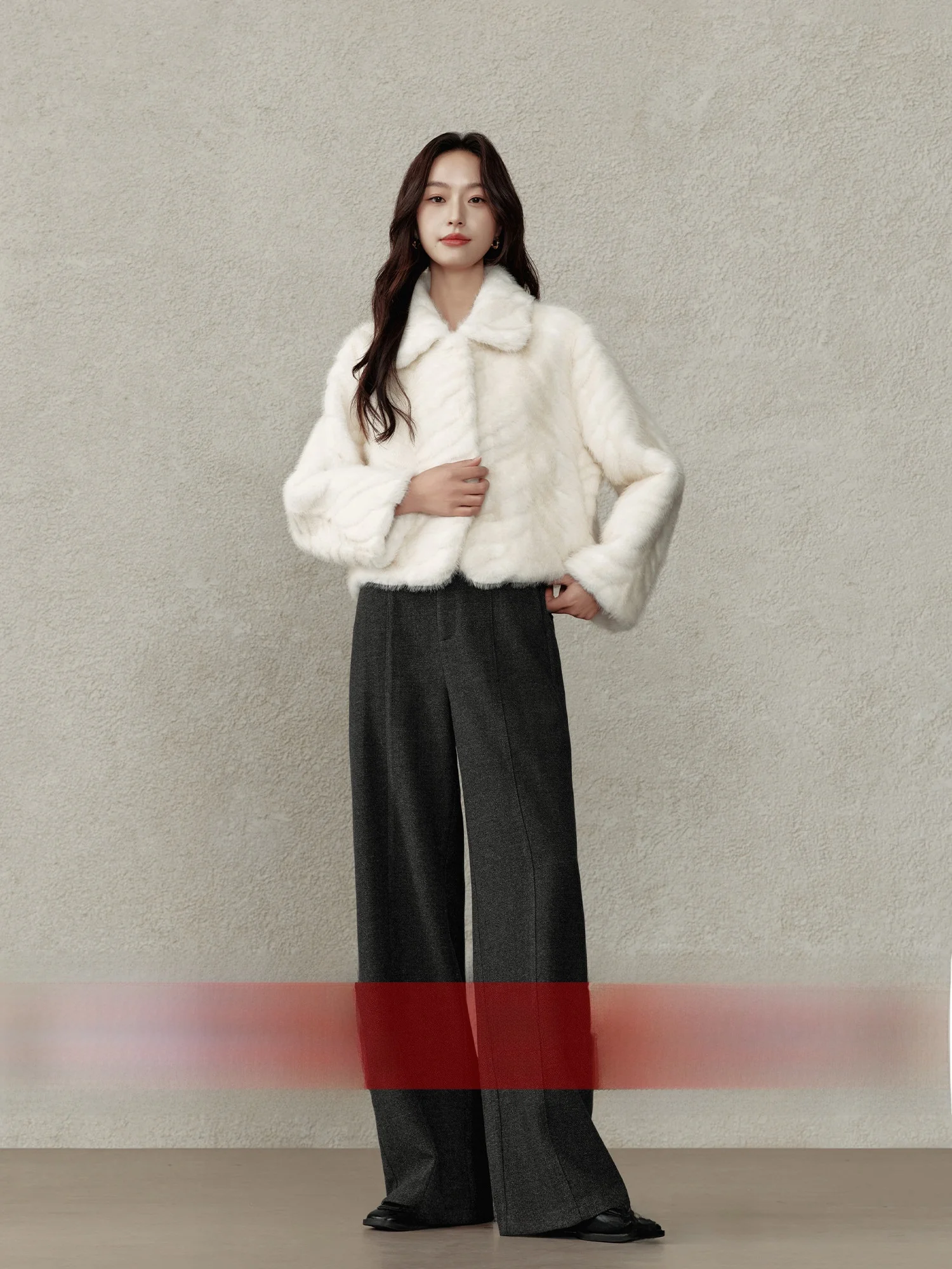 

ay Casual Pants Loose Lazy Sle Suit Design Women's Winter High Waist Straight Leg Warm Polyester Blend Casual Trousers