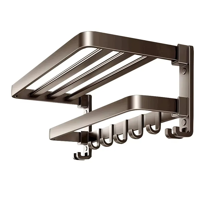 Modern Aluminum Steel Angular Towel Rack Shelf - Environmentally Friendly and Durable Wall Mounted Single Layer Bathroom St