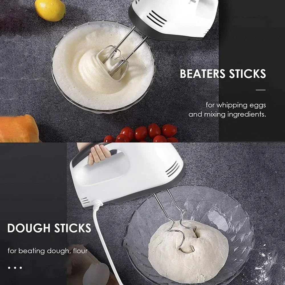 7 Speed Hand Mixer Electric Hand Mixer Portable Kitchen Hand Held Mixer for Food Whipping White Easy Operation