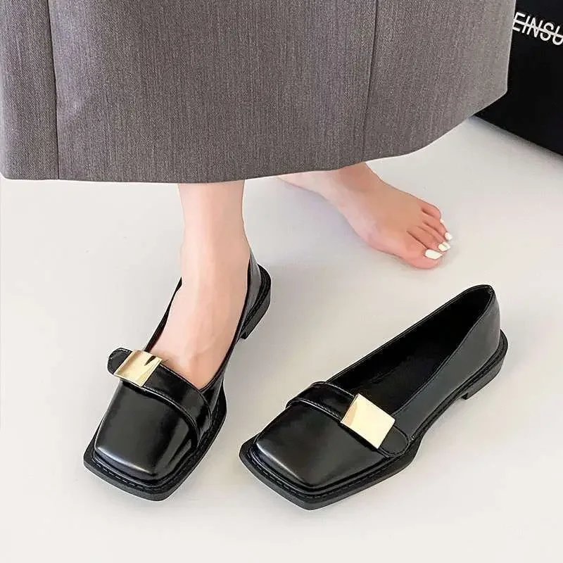 Square Toe Ladies Footwear Moccasins With Heel Shallow Beige Luxury Brand Lastest Low Price Popular Spring 39 Women's Flat Shoes