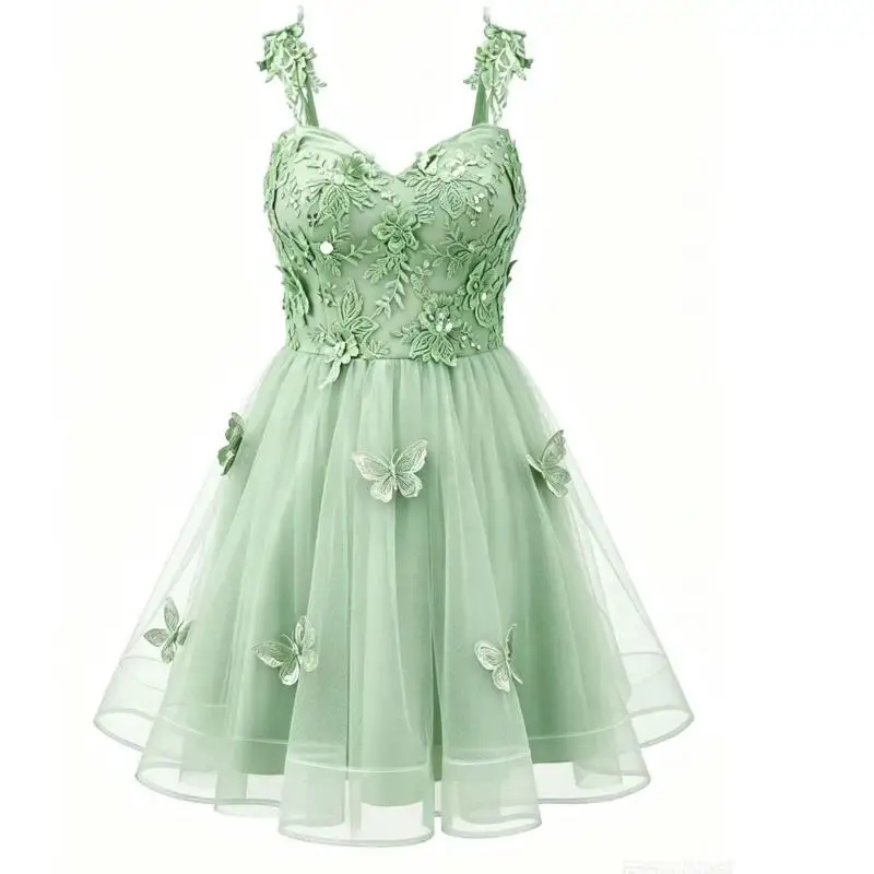 Strap Off Shoulder Evening Dress Mini Ball Dress New Ball Gown Colorful Yarn Banquet Short Style Adult Dress Customized