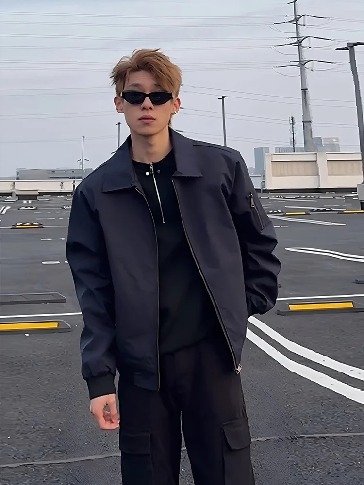 

Navy American Sle Flight Jaet Men's ort Trendy Haome Spring Autumn Outerwear Cleanfit Workwear Baseball orm