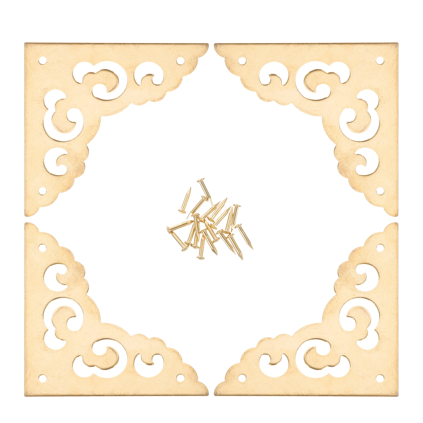 

4 pcs Brass Corner Protectors Heavy Duty Furniture Corner Brackets For Shelf Table Joint Support Cabinet Angle Hardware