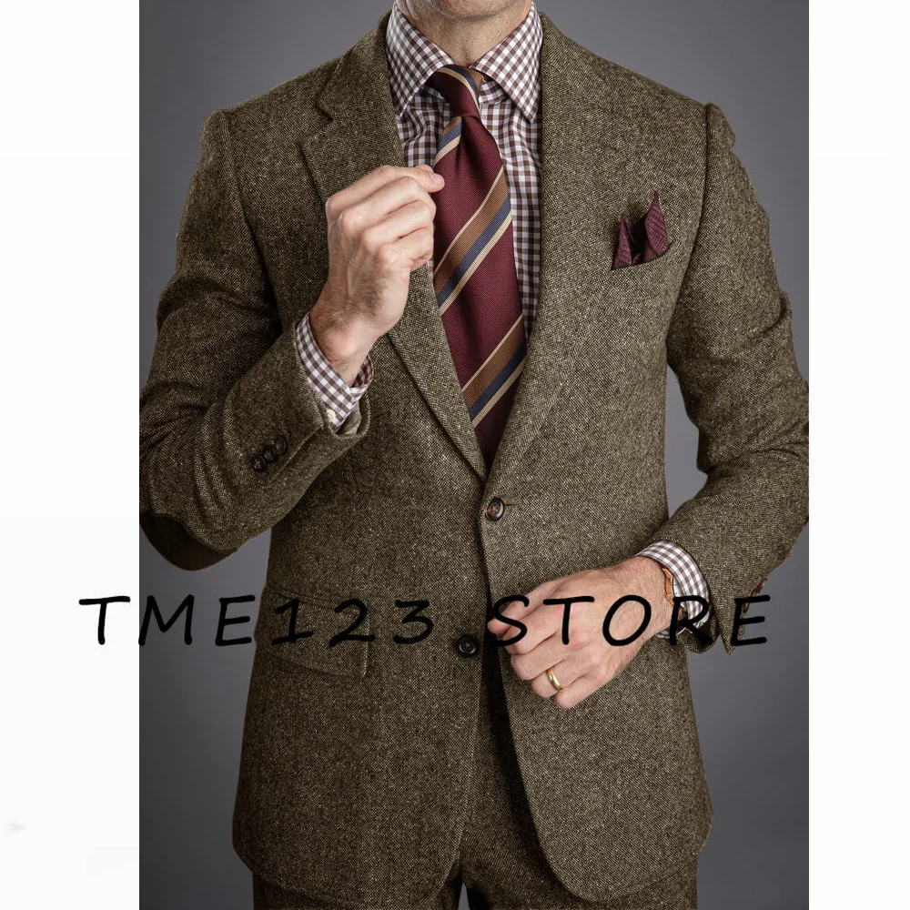 

Autumn Men's Herringbone Suit Two-piece High-quality Casual Suit Set Groom Suits Men Pant Sets Men's Suits 2 Pieces Mens Clothin