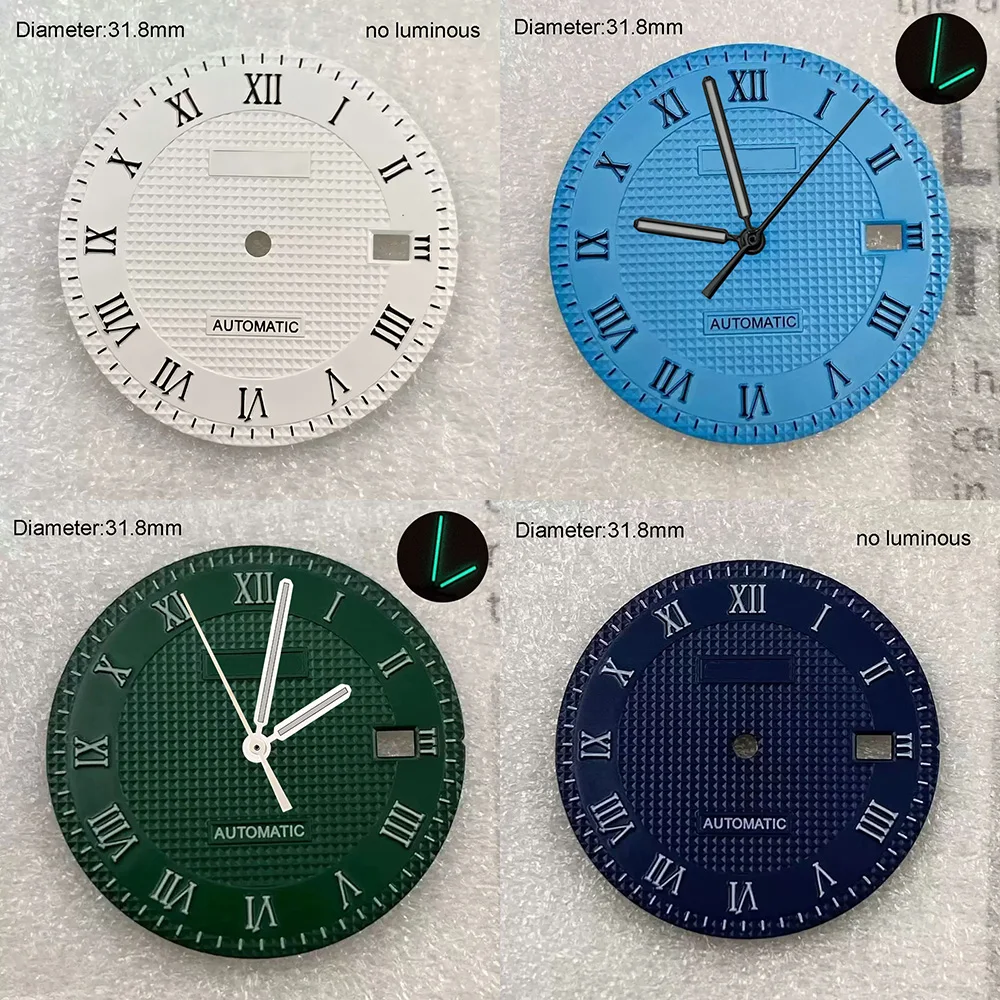 31.8mm S logo nh35 dial oak s dial Roman dial green luminous for NH35 automatic mechanical movement watchmods watch accessories