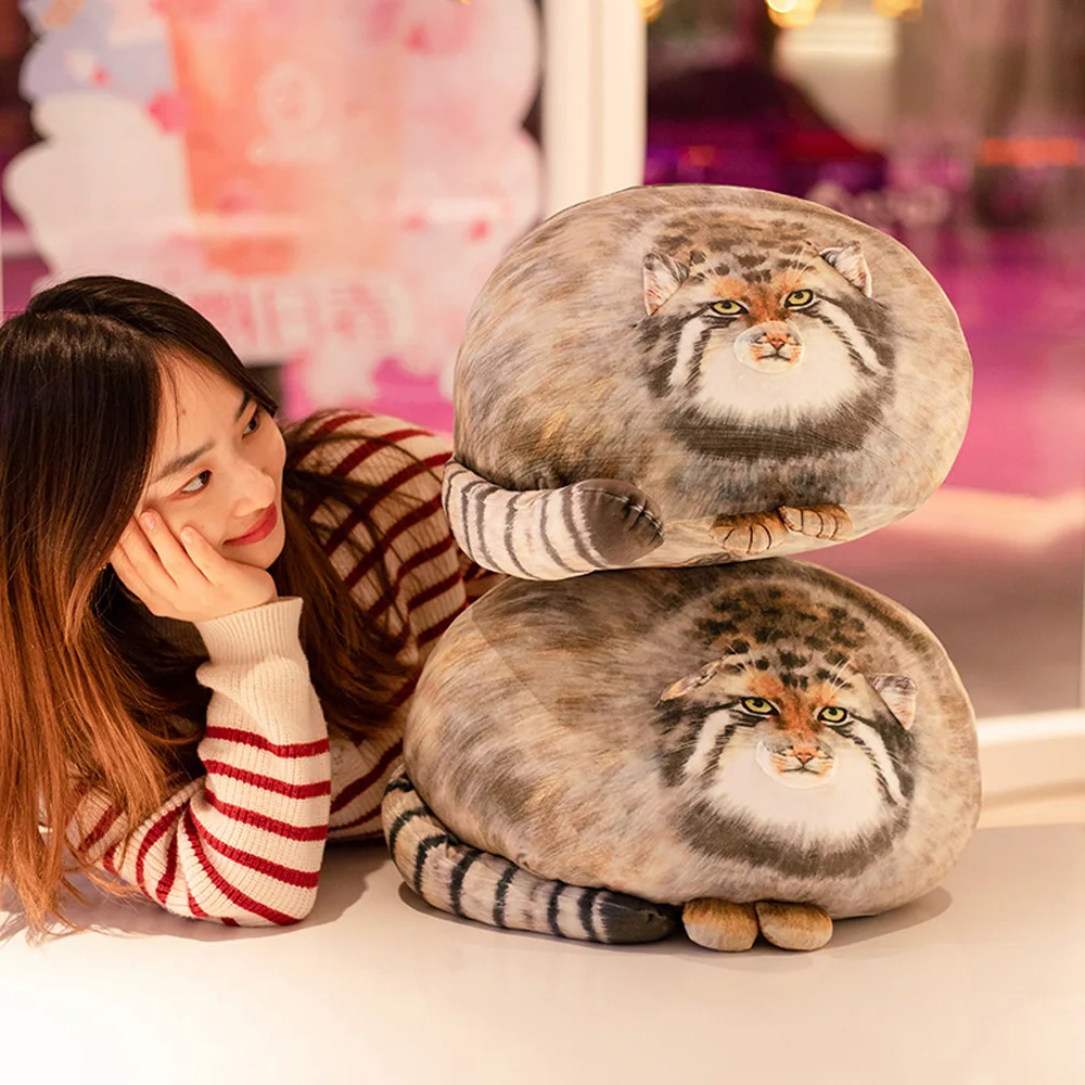 3D Printed Lifelike Pallas Cat Chat manul Plush Toys Stuffed Steppe Cats Cuddly Cushion Room Decor Birthday Gifts for Kids