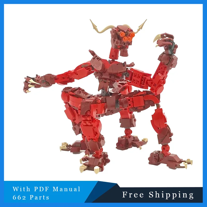 662-delige game rode vierpotige monsterpop bouwsteen bakstenen model kinderpuzzel montage kerst verjaardag creatief speelgoed